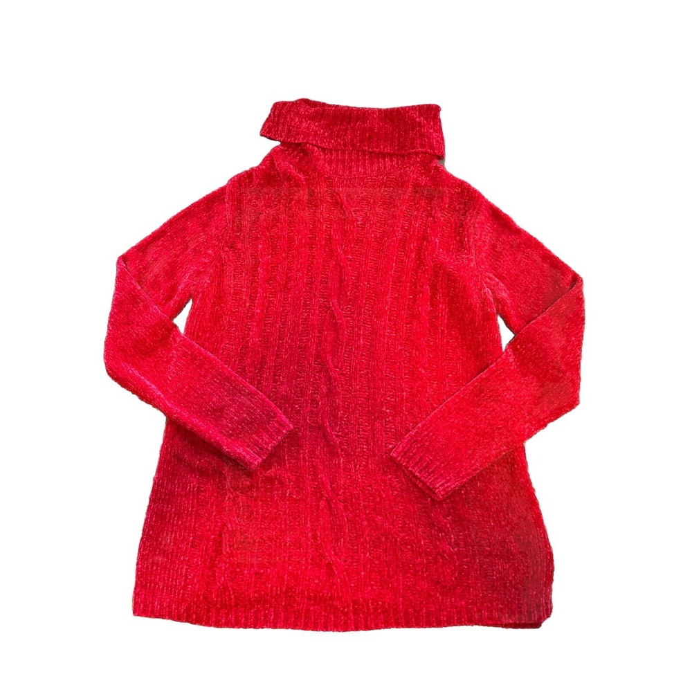 Worthington Womens Knit Sweater L Red Turtleneck Long Sleeve 100% Acrylic‎  EUC
